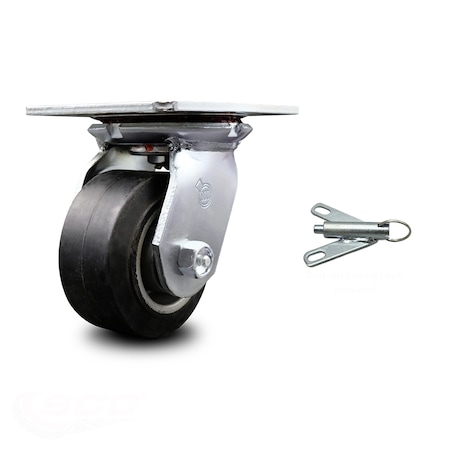4 Inch Heavy Duty Rubber on Aluminum Caster with Roller Bearing and Swivel Lock